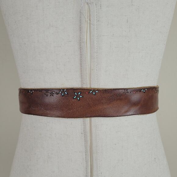 Streets Ahead Belt L Brown Leather Floral Western Tooled Boho Hippie Folk Rustic main image 8